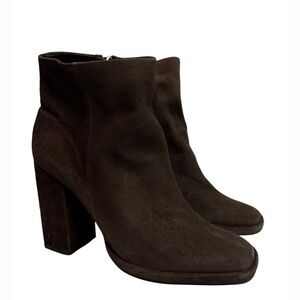 Schutz ROSALIE Womens Brown Suede Ankle Boots Block Heel Size 5.5